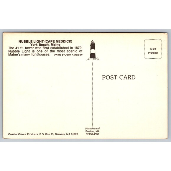 Postcard Maine York Beach Nubble Light Cape Neddick Lighthouse c1980s ME - Picture 2 of 2